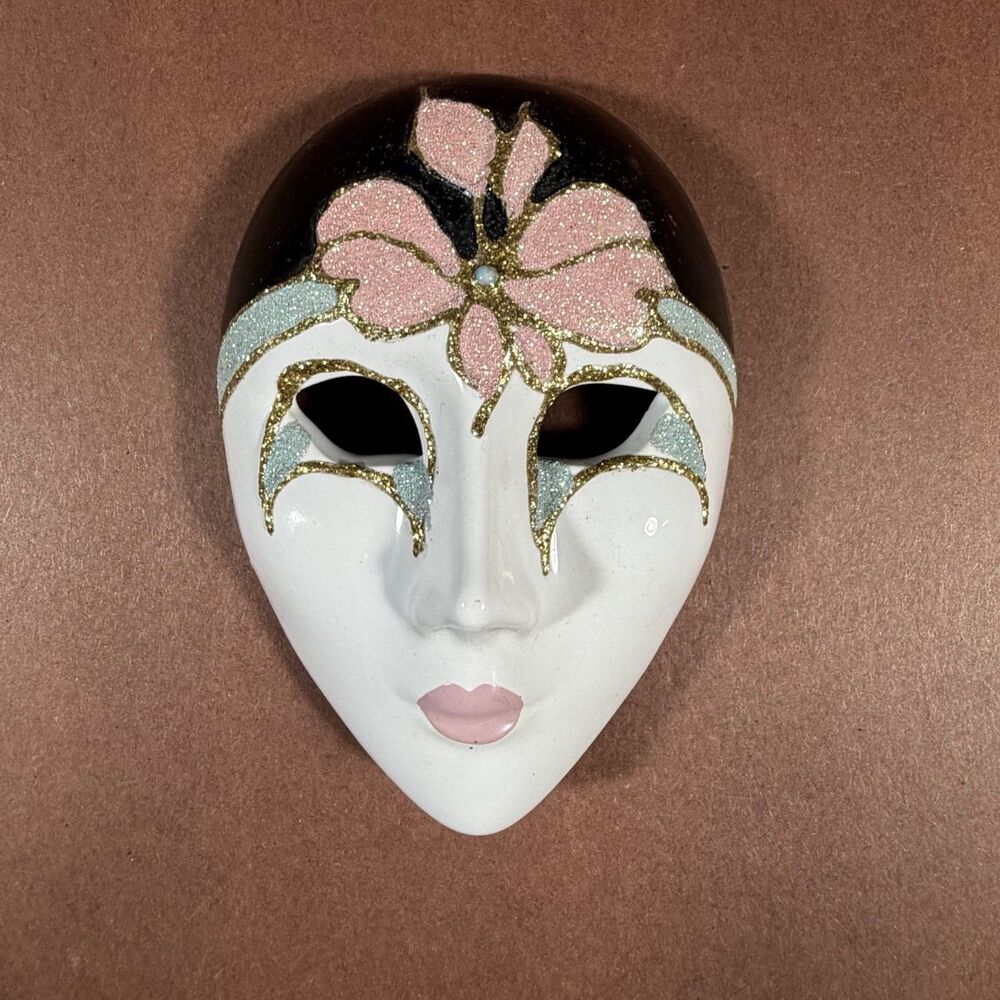 Vintage Italian Venetian Carnival Mask Hand Decorated Made in Italy Wall Decor